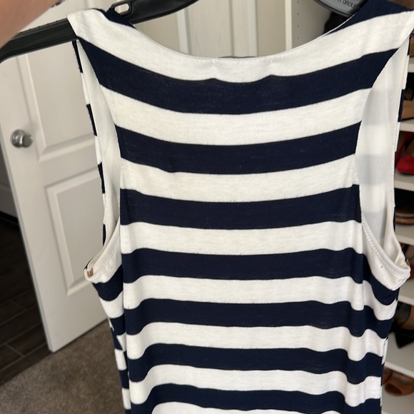 Blue and white striped cotton dress midi - Picture 3 of 3
